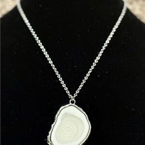 Hallmark Silver Necklace with White Swirl Pendant